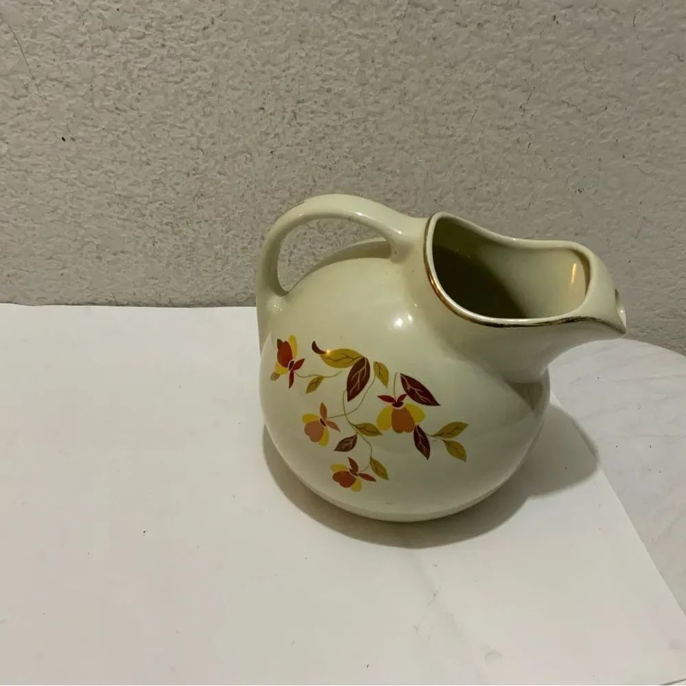 1950s VTG Halls Superior Quality Kitchenware Vtg Autumn Leaf Water Pitcher Fall